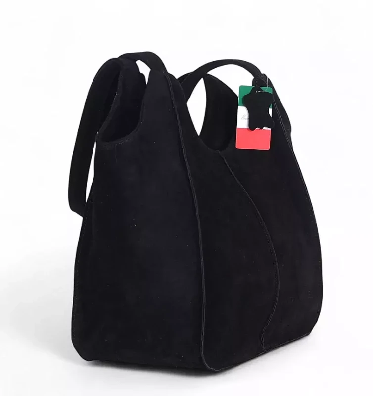 Duża torebka zamszowa Vera Pelle – shopper z naturalnego włoskiego zamszu A4