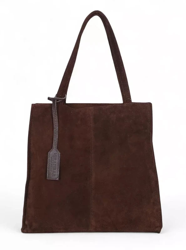 VERA PELLE Zamszowa torebka damska | A4 | Made in Italy | Skóra naturalna