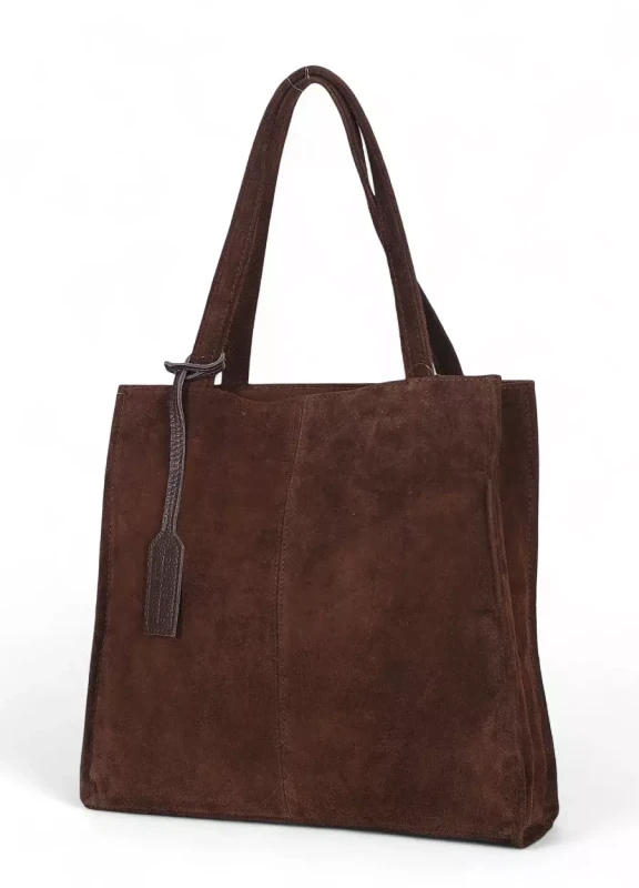 VERA PELLE Zamszowa torebka damska | A4 | Made in Italy | Skóra naturalna