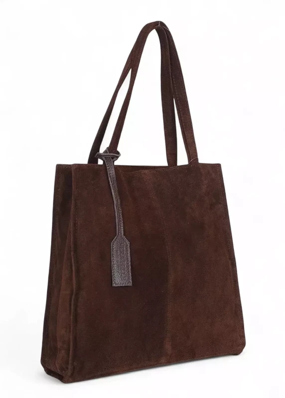 VERA PELLE Zamszowa torebka damska | A4 | Made in Italy | Skóra naturalna