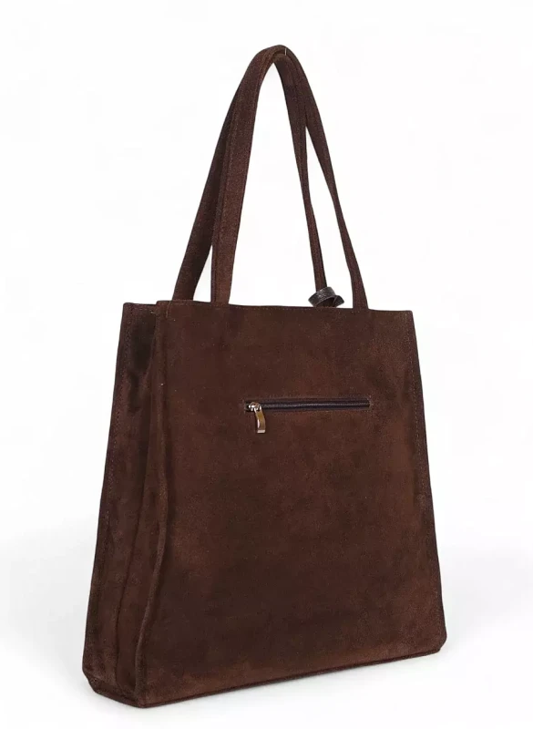 VERA PELLE Zamszowa torebka damska | A4 | Made in Italy | Skóra naturalna