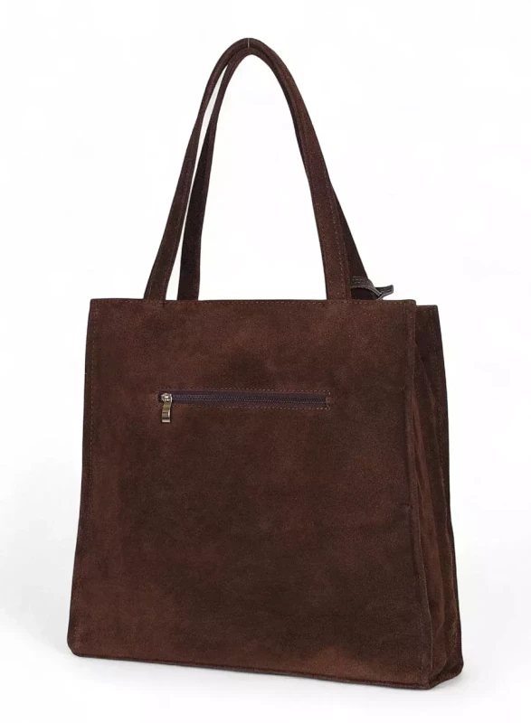 VERA PELLE Zamszowa torebka damska | A4 | Made in Italy | Skóra naturalna