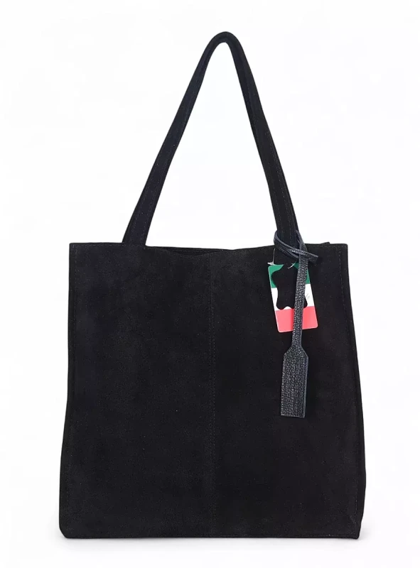 VERA PELLE Zamszowa torebka damska | A4 | Made in Italy | Skóra naturalna