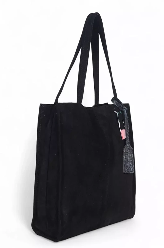 VERA PELLE Zamszowa torebka damska | A4 | Made in Italy | Skóra naturalna