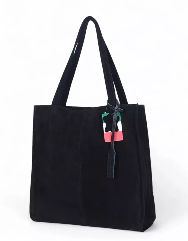 VERA PELLE Zamszowa torebka damska | A4 | Made in Italy | Skóra naturalna