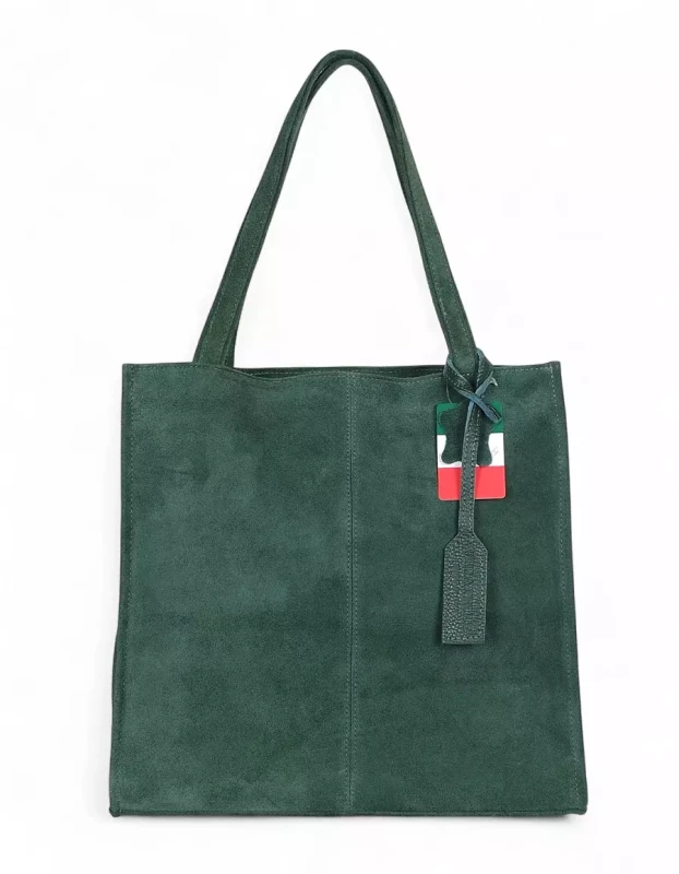 VERA PELLE Zamszowa torebka damska | A4 | Made in Italy | Skóra naturalna