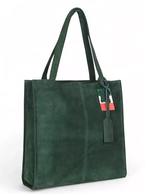 VERA PELLE Zamszowa torebka damska | A4 | Made in Italy | Skóra naturalna