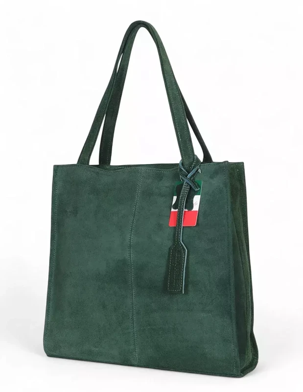 VERA PELLE Zamszowa torebka damska | A4 | Made in Italy | Skóra naturalna