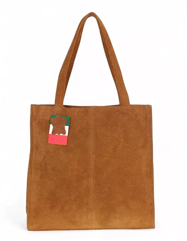 VERA PELLE Zamszowa torebka damska | A4 | Made in Italy | Skóra naturalna