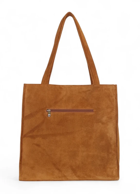 VERA PELLE Zamszowa torebka damska | A4 | Made in Italy | Skóra naturalna