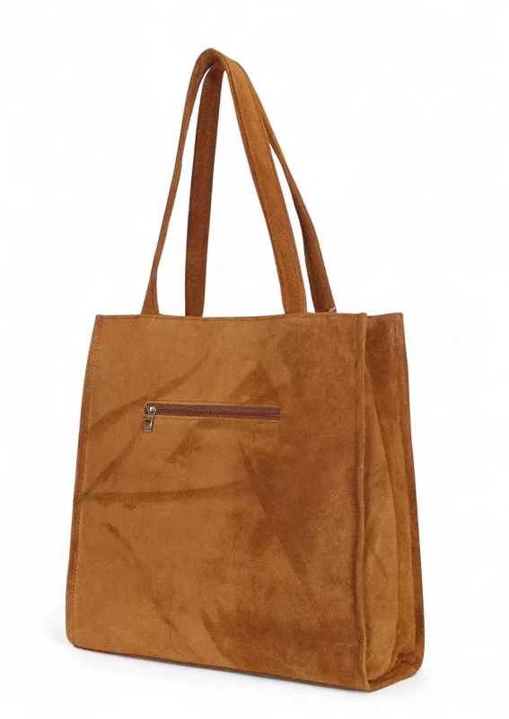 VERA PELLE Zamszowa torebka damska | A4 | Made in Italy | Skóra naturalna