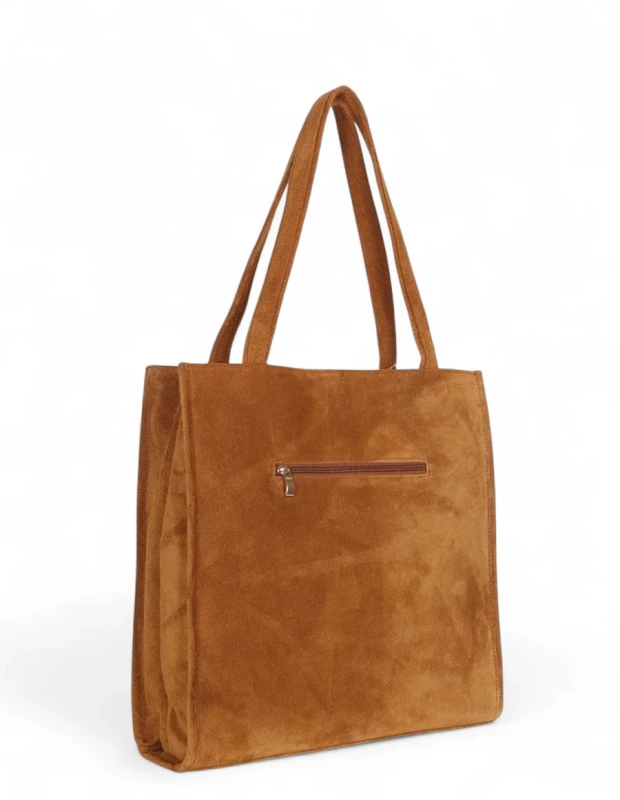 VERA PELLE Zamszowa torebka damska | A4 | Made in Italy | Skóra naturalna