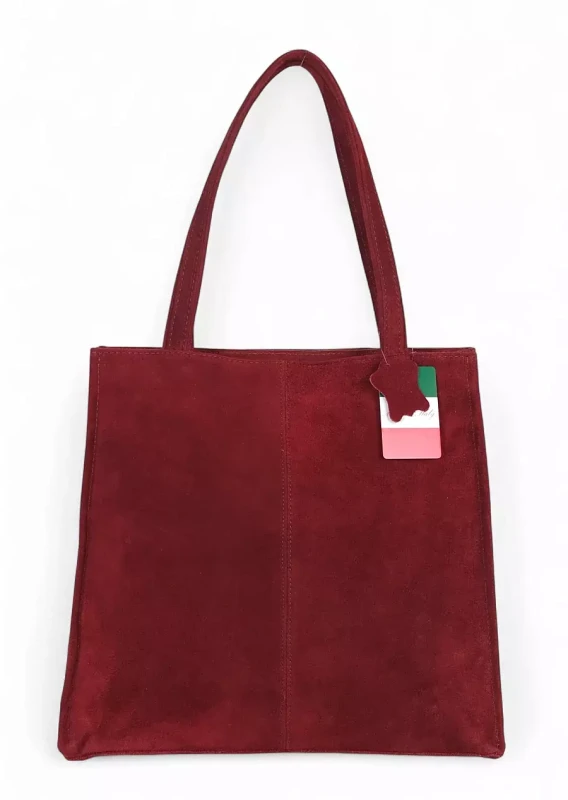 VERA PELLE Zamszowa torebka damska | A4 | Made in Italy | Skóra naturalna
