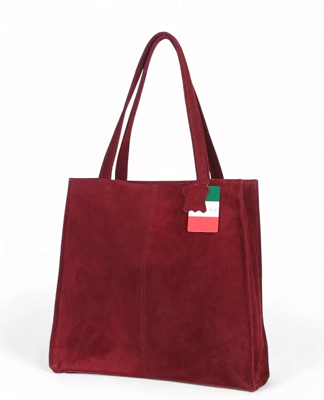 VERA PELLE Zamszowa torebka damska | A4 | Made in Italy | Skóra naturalna