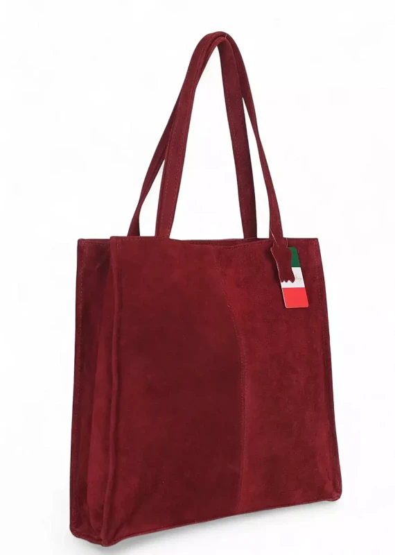 VERA PELLE Zamszowa torebka damska | A4 | Made in Italy | Skóra naturalna