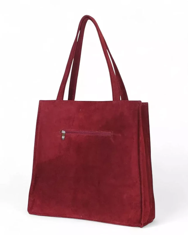 VERA PELLE Zamszowa torebka damska | A4 | Made in Italy | Skóra naturalna