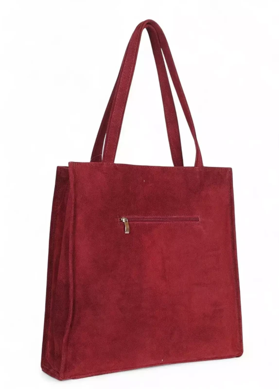 VERA PELLE Zamszowa torebka damska | A4 | Made in Italy | Skóra naturalna