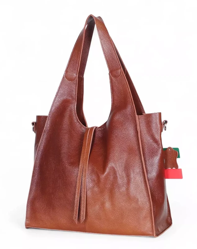 Torebka skórzana Vera Pelle – duży skórzany shopper z naturalnej skóry Dollaro