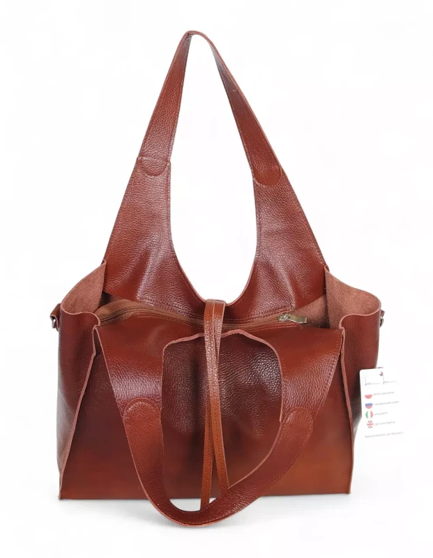 Torebka skórzana Vera Pelle – duży skórzany shopper z naturalnej skóry Dollaro
