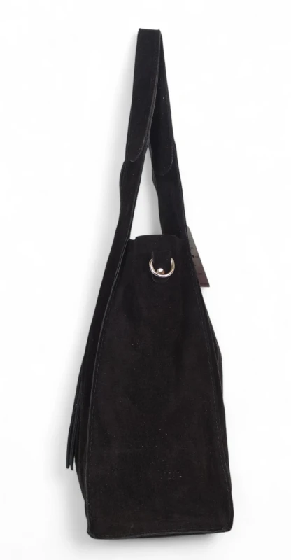 Torebka zamszowa Vera Pelle – duża torba shopper z naturalnego włoskiego zamszu