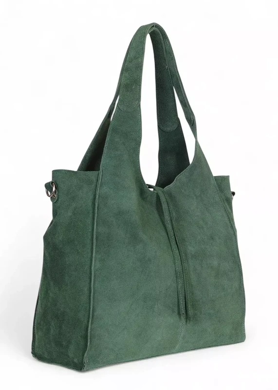 Torebka zamszowa Vera Pelle – duża torba shopper z naturalnego włoskiego zamszu