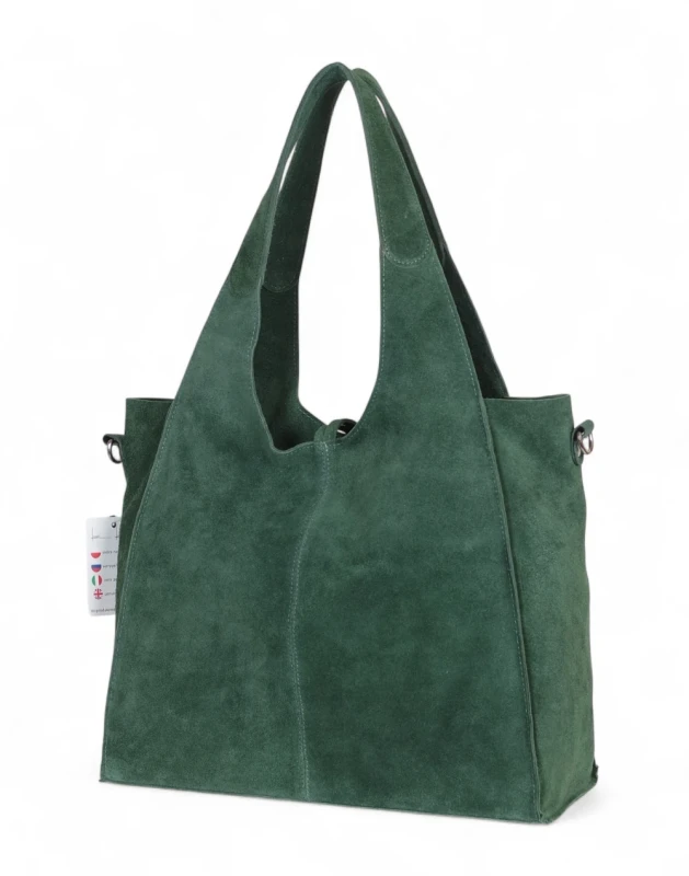 Torebka zamszowa Vera Pelle – duża torba shopper z naturalnego włoskiego zamszu