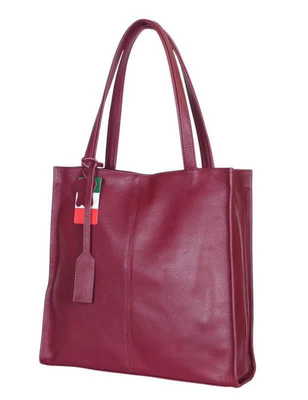 VERA PELLE Skórzana torebka damska | A4 | Made in Italy | Skóra naturalna | Śliwkowa