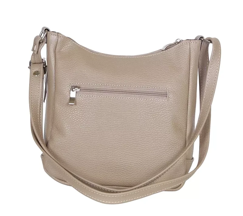 Listonoszka skórzana Vera Pelle – elegancka torebka skórzana damska Taupe
