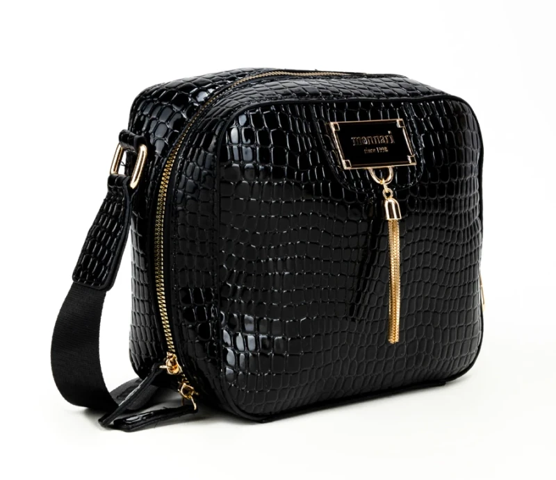 Monnari – listonoszka z frędzlem, lakierowana skóra krokodyla, Jesień–Zima 2025/26