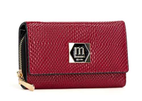 Średni portfel damski skórzany Monnari czerwony skóra węża – elegancki i praktyczny