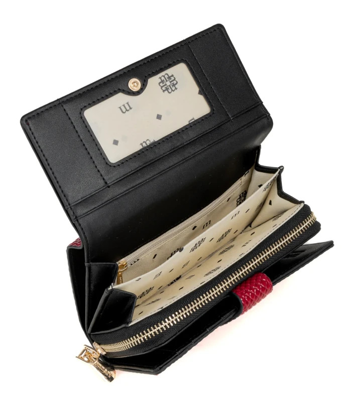 Średni portfel damski skórzany Monnari czerwony skóra węża – elegancki i praktyczny