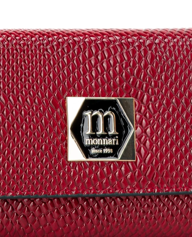 Średni portfel damski skórzany Monnari czerwony skóra węża – elegancki i praktyczny