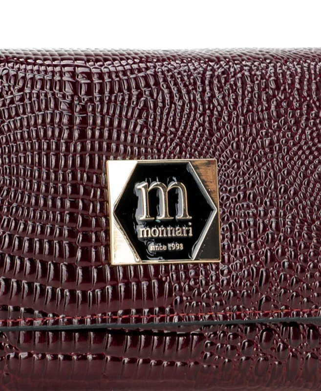 Średni portfel damski skórzany Monnari burgund skóra węża – elegancki i praktyczny