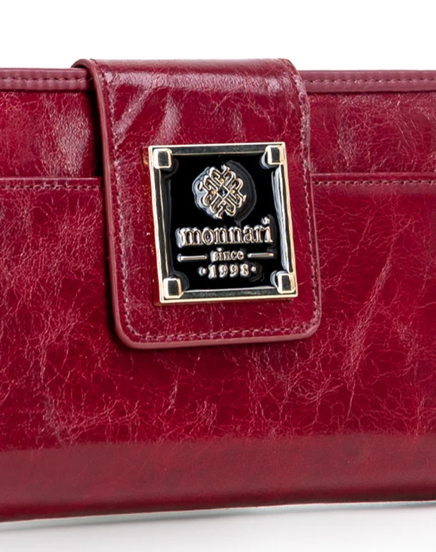 Portfel damski Monnari czerwony – elegancki portfel ze skóry ekologicznej, duży i praktyczny