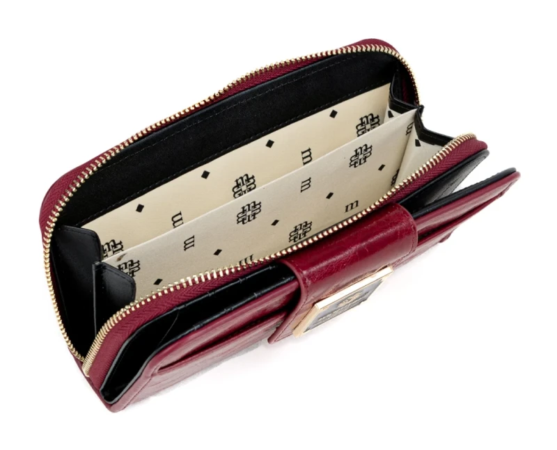 Portfel damski Monnari czerwony – elegancki portfel ze skóry ekologicznej, duży i praktyczny