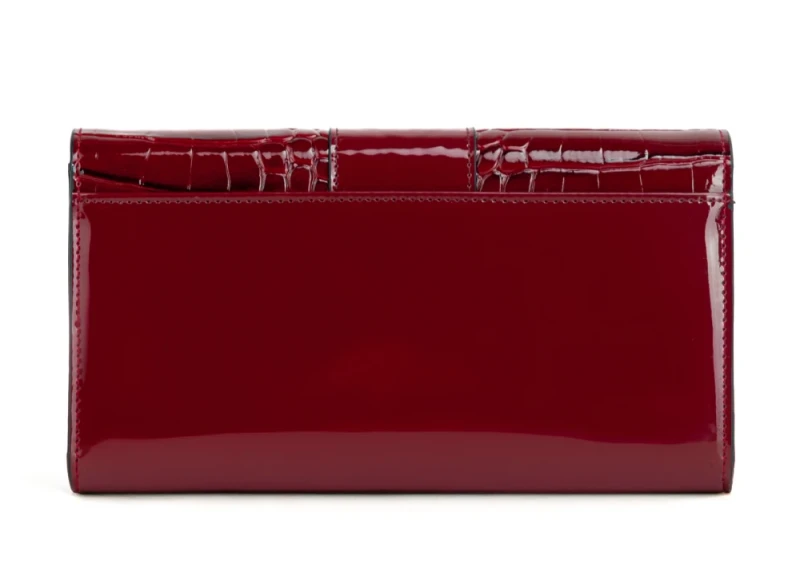 Portfel damski Monnari czerwony lakier krokodyl – elegancki portfel ze skóry ekologicznej