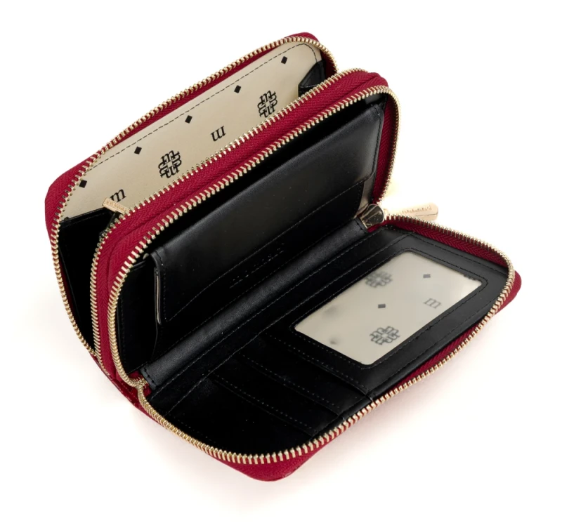 Portfel damski Monnari czerwony lakier wąż – elegancki portfel ze skóry ekologicznej, dwukomorowy i praktyczny