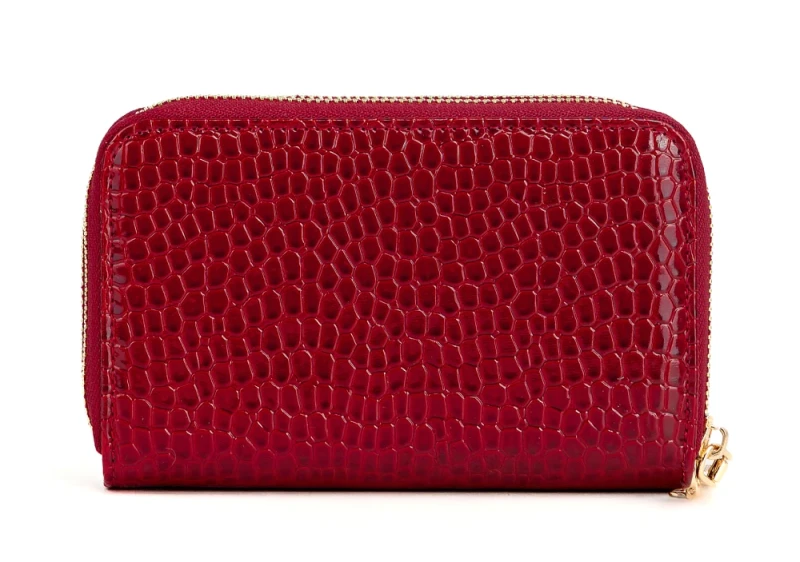 Portfel damski Monnari czerwony lakier wąż – elegancki portfel ze skóry ekologicznej, dwukomorowy i praktyczny