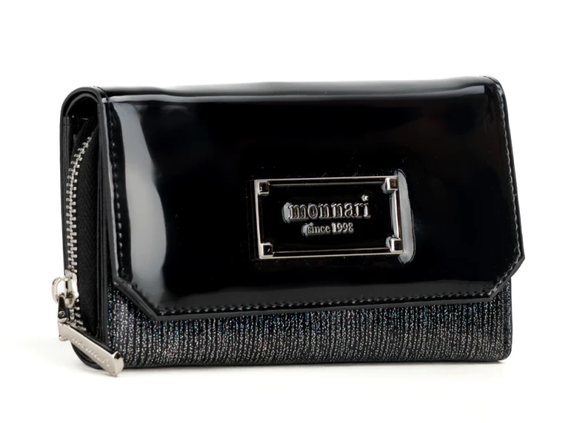 Portfel damski Monnari lakierowany i prążkowany – elegancki portfel ze skóry ekologicznej