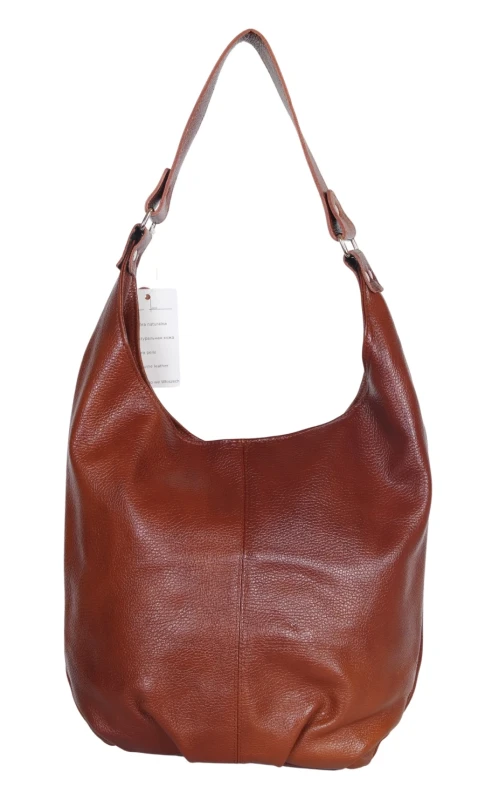 VERA PELLE Włoska skórzana brązowa torebka worek | Skóra Naturalna