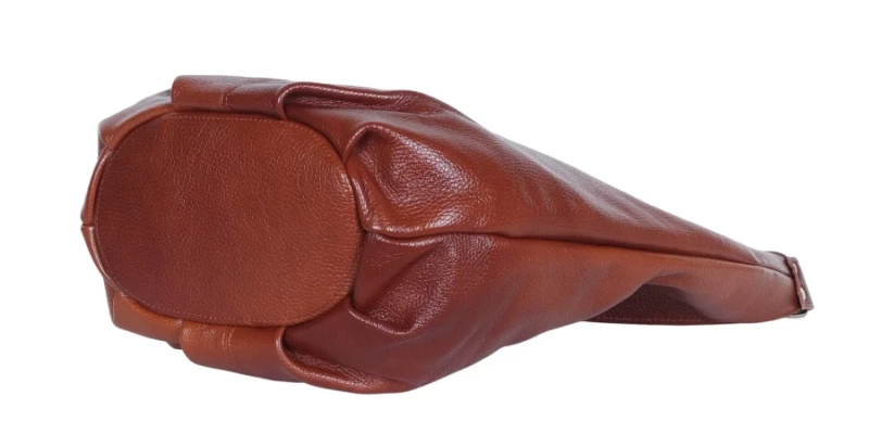 VERA PELLE Włoska skórzana brązowa torebka worek | Skóra Naturalna