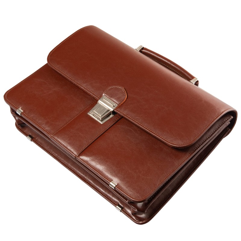 Męska aktówka skórzana brązowa – elegancki neseser ze skóry naturalnej na dokumenty A4
