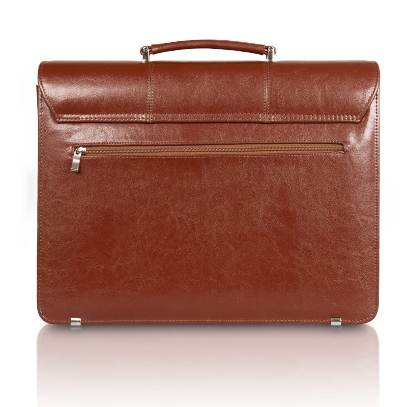 Aktówka męska skórzana brązowa | Rozbudowana | Pojemna | Pasek