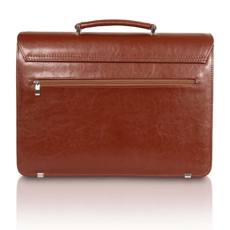 Skórzana teczka męska brązowa – elegancka aktówka z trzema komorami