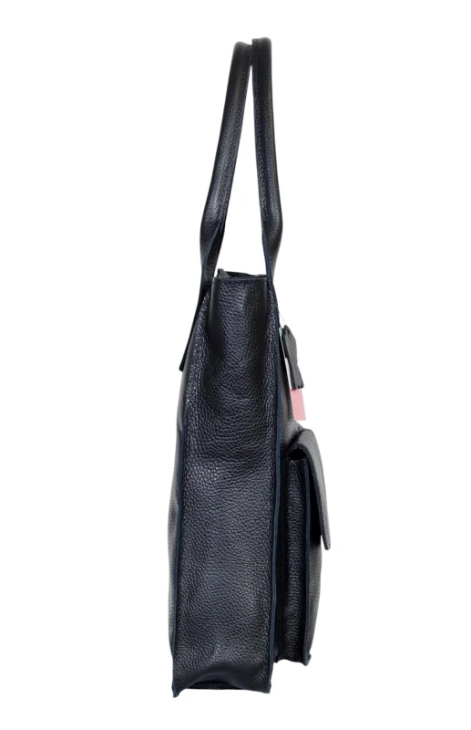 VERA PELLE Włoska skórzana torba shopper bag Czarna skóra naturalna