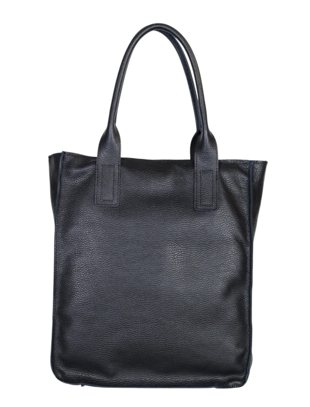 VERA PELLE Włoska skórzana torba shopper bag Czarna skóra naturalna