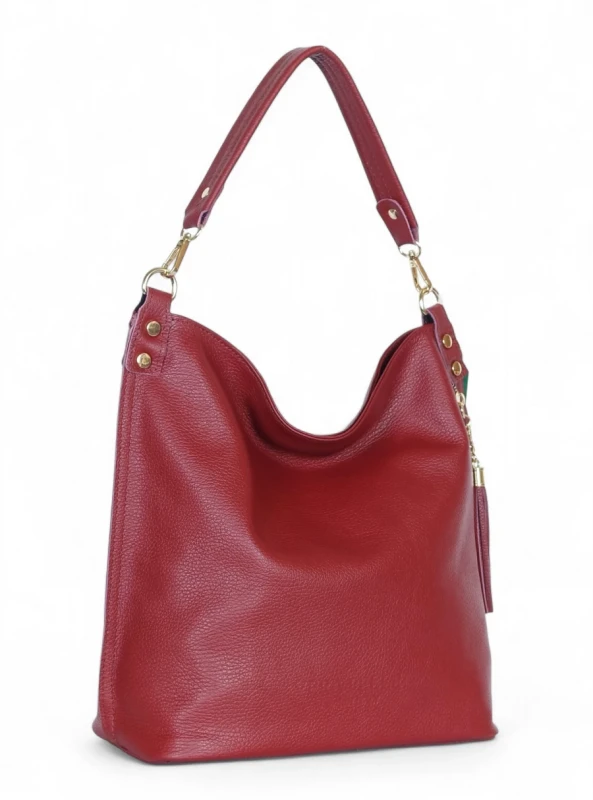 VERA PELLE – włoska torebka skórzana ze skóry naturalnej | Dwa paski