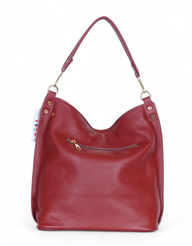 VERA PELLE – włoska torebka skórzana ze skóry naturalnej | Dwa paski