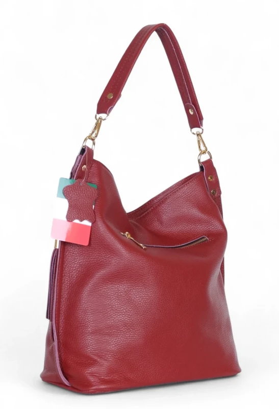 VERA PELLE – włoska torebka skórzana ze skóry naturalnej | Dwa paski