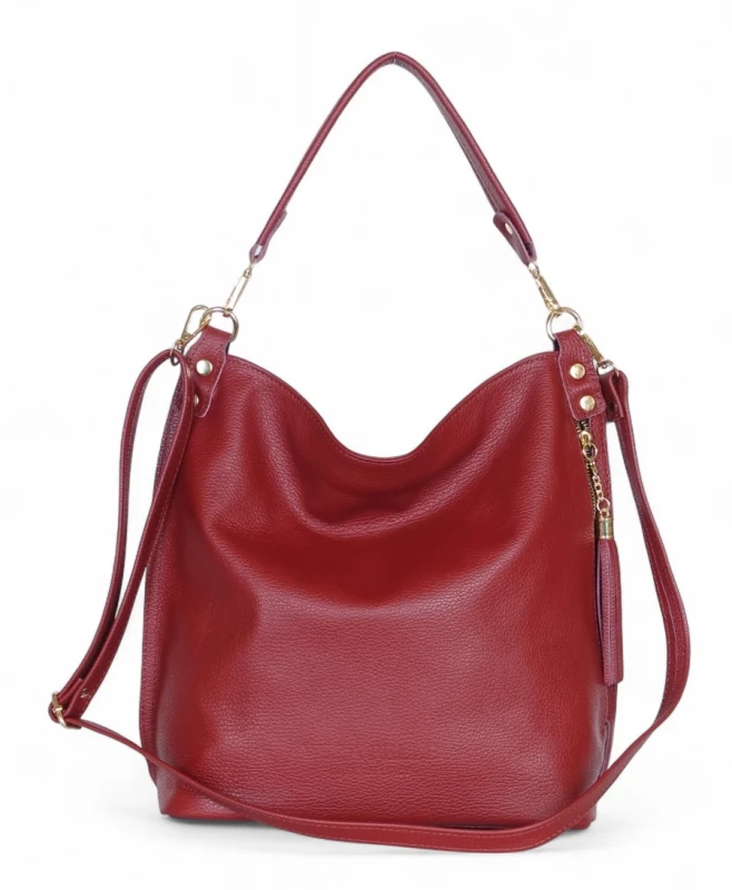 VERA PELLE – włoska torebka skórzana ze skóry naturalnej | Dwa paski